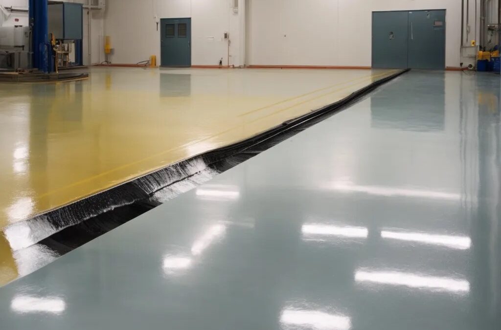 This image shows a manufacturing plant with industrial epoxy floor.